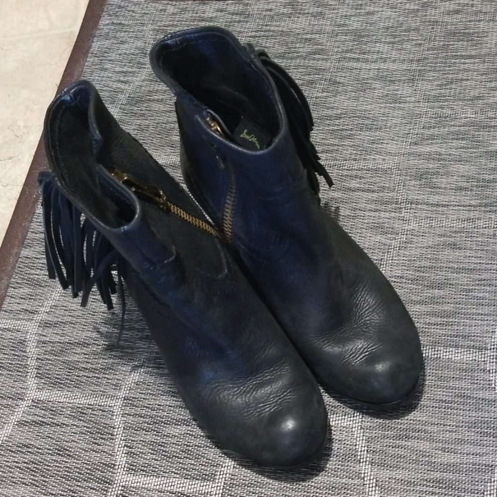 Sam Edelman Black Leather Fringe Booties - Picture 3 of 7